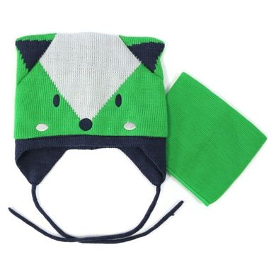 Комплект: шапка, манишка Peluche&Tartine, F16 ACC 03 BG Vibrant Green, 0-6 мес, 38