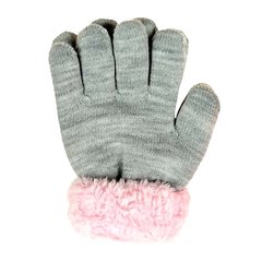 Перчатки зимние с отворотом на меху YO!, R-103A-gray, 14 см (4-5 лет), 4-6 лет