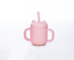 Силиконовая чашка FreeOn с ручками и соломинкой, розовая, SLF-46361, от 6 мес