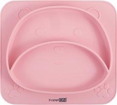 Силиконовая тарелка FreeON Bear, розовая, SLF-39692, от 6 мес