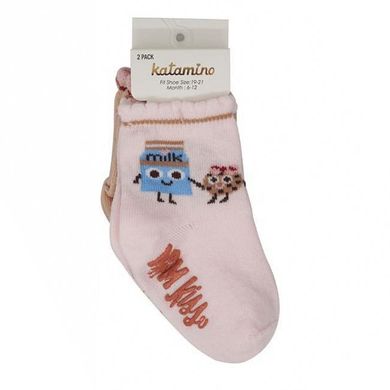 Комплект шкарпеток (2 пари): повсякденні і зі стопером Katamino, K44046-pudra, 6-12 міс (19-21), 6-12 міс