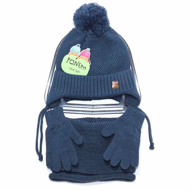 Комплект зимний (шапка, снуд и перчатки) FONEM, 5135-indigo, 4-7 лет, 56