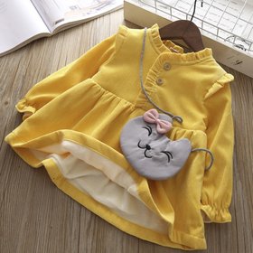 Утепленное платье для девочки Cat CHB-1614, CHB-1614, 80 см, 12 мес (80 см)