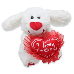 М'яка іграшка "Собачка з серцем", біла, 200197, один розмір